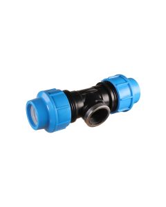 Compression to female BSP thread tee, 32 mm x 1" x 32 mm