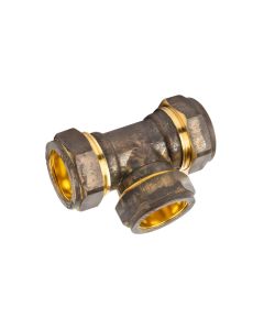 Brass copper equal compression tee, 42 mm - Agrico