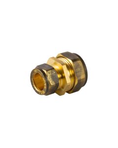 Brass copper to copper reducing coupling, 25 x 22 mm