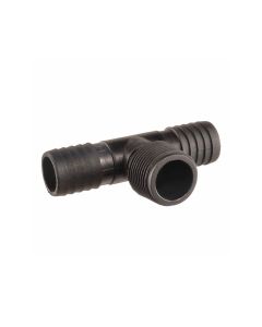 Nylon hose barb to male BSP thread tee, 20 mm x 3/4" x 20 mm - Agrico