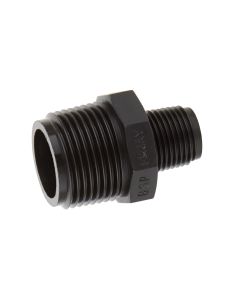Nylon male BSP thread reducing barrel nipple, 63 x 50 mm - Agrico