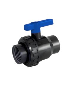 PVC solvent to solvent weld single union ball valve, 40 mm - Agrico