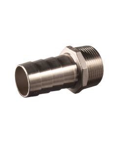 Stainless steel hose barb to male thread coupling, 25 mm x 1" - Agrico